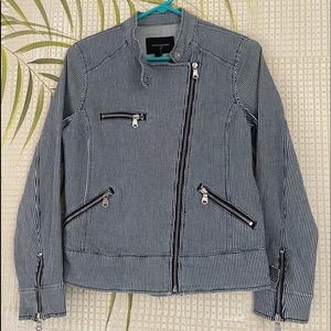 Banana Republic Railroad indigo /white Moto Jean Jacket Size S